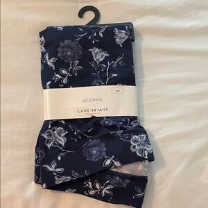 Lane Bryant Navy and White Floral Leggings